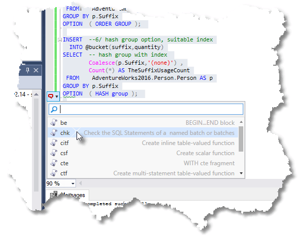使用SQL语法提示工具SQL Prompt，测试批处理中单个SQL语句的性能