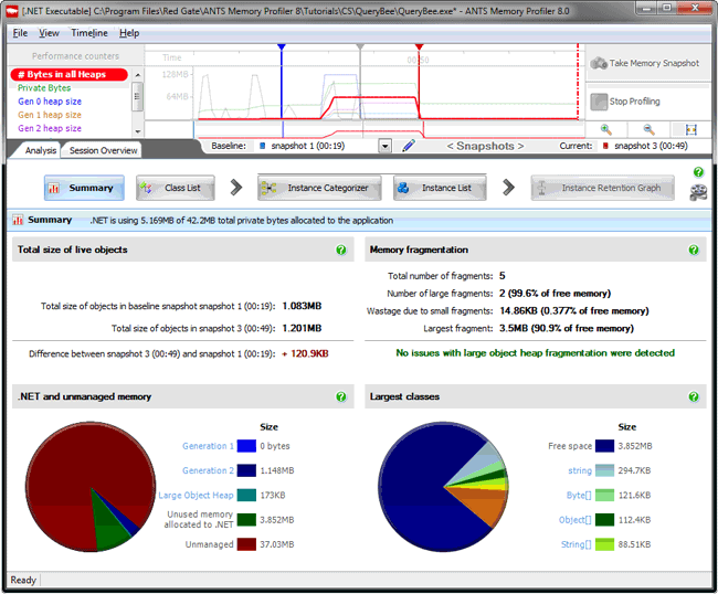 Figure 18.  Summary screen comparing snapshots 1 and 3. Figure 18.  Summary screen comparing snapshots 1 and 3.
