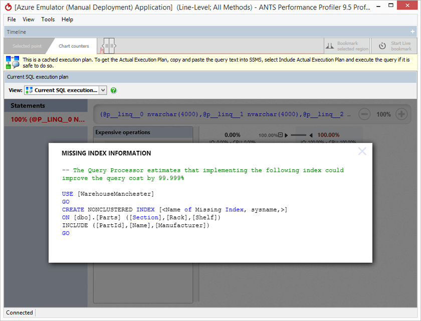 The CREATE script for a missing index on our database The CREATE script for a missing index on our database