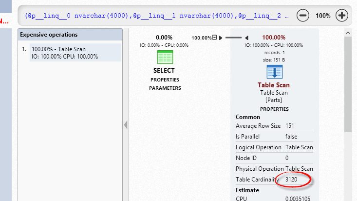 A high table cardinality in the execution plan A high table cardinality in the execution plan
