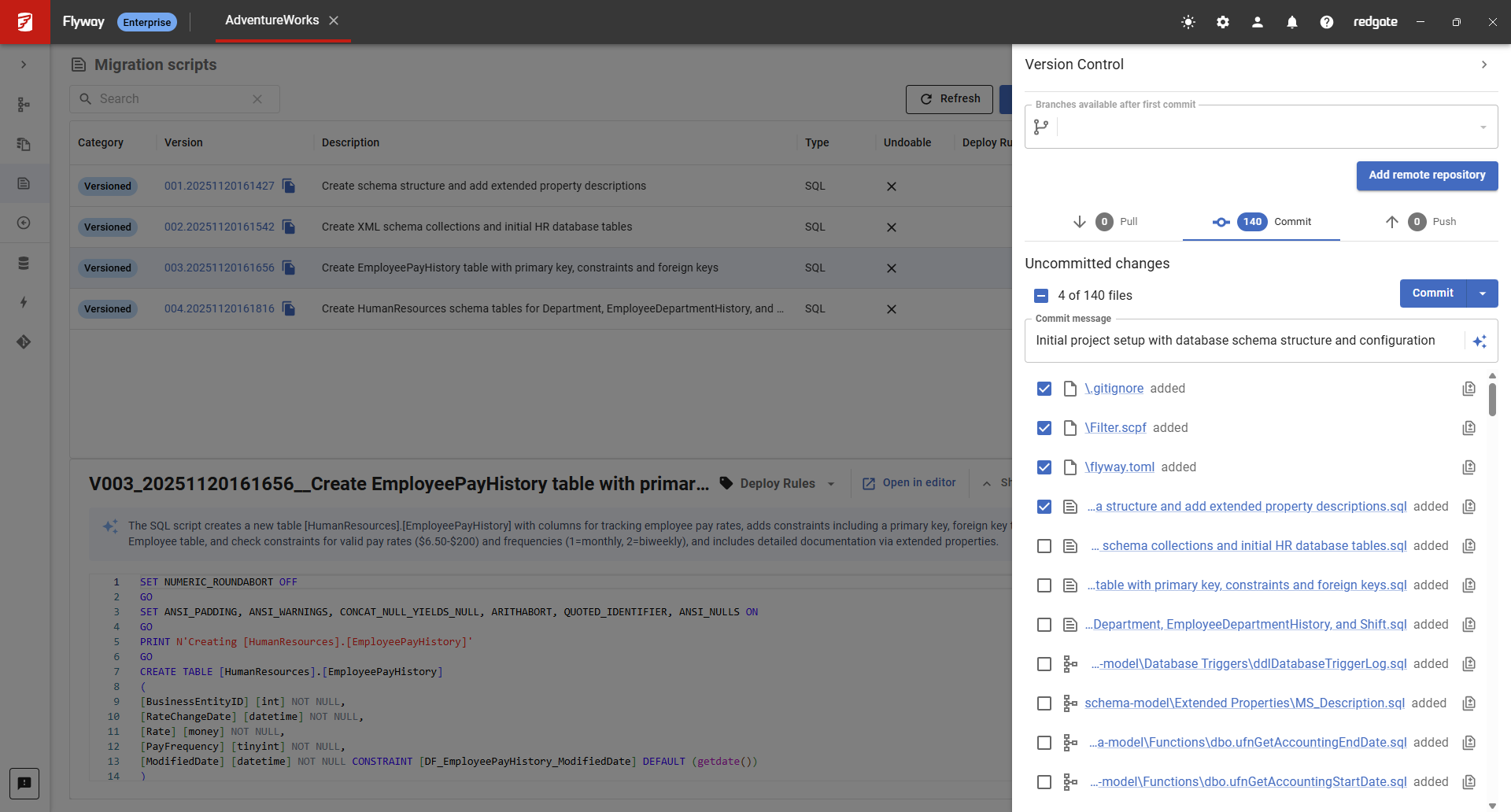 Quickly capture script changes in version control, helping teams to reinforce standards every time a database change is committed.