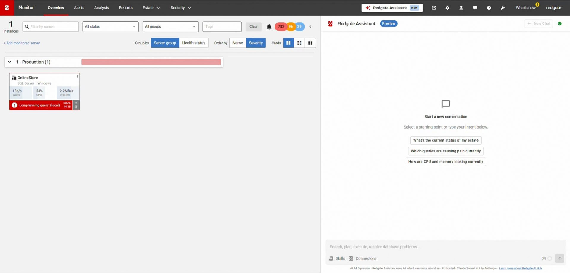 Redgate Assistant in Redgate Monitor
