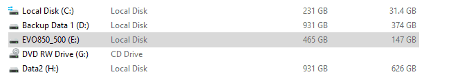 Manually checking disk space in Explorer
