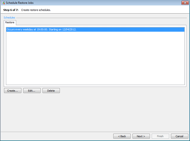 Create the restore schedule