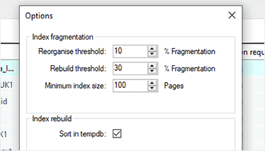 Configurable fragmentation thresholds