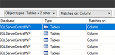 Selecting which objects to search in SQL Search