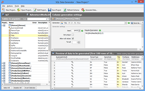 Create realistic test data for load testing and integration tests, with SQL Data Generator.