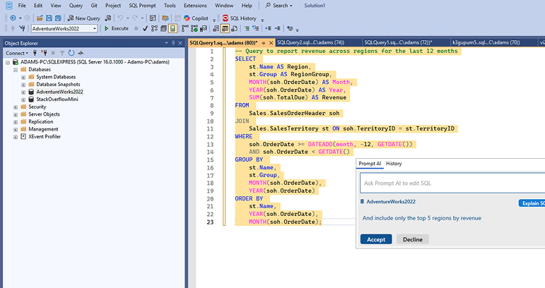 SQL Prompt screenshot