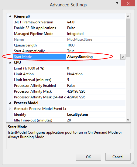 Starting режимы. Application Pool Advanced settings приложение. IIS restart. IIS restart app domain. Workplaces configuration auto Mate.