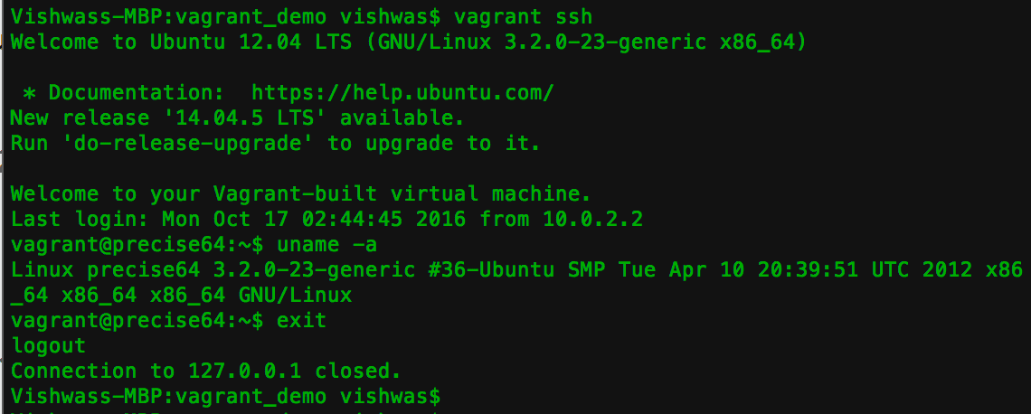 SSH into Vagrant Setting up developer workstations