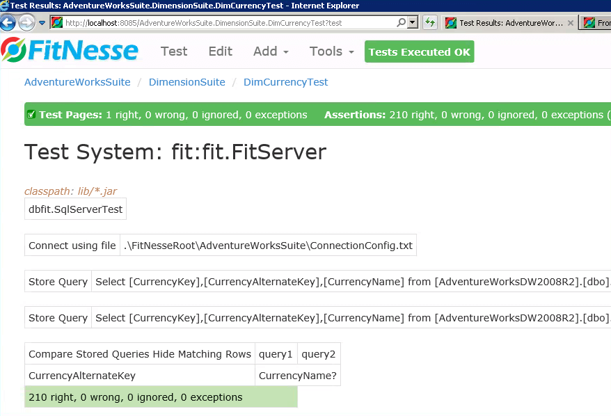 C:\WorkArea\Nat\SQL\Blog\SimpleTalk\DbFit\Images\ValidateDimCurrencyTestCaseSuccessful.png