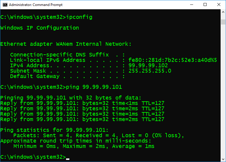 SQL Server to WANem connectivity testing.