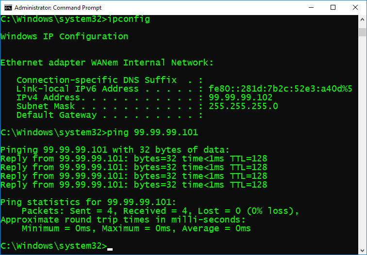 Network connectivity testing in the other direction.