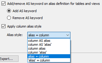 Standardizing SQL aliases