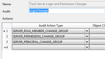 Server Audit Specification to Detect Login Changes