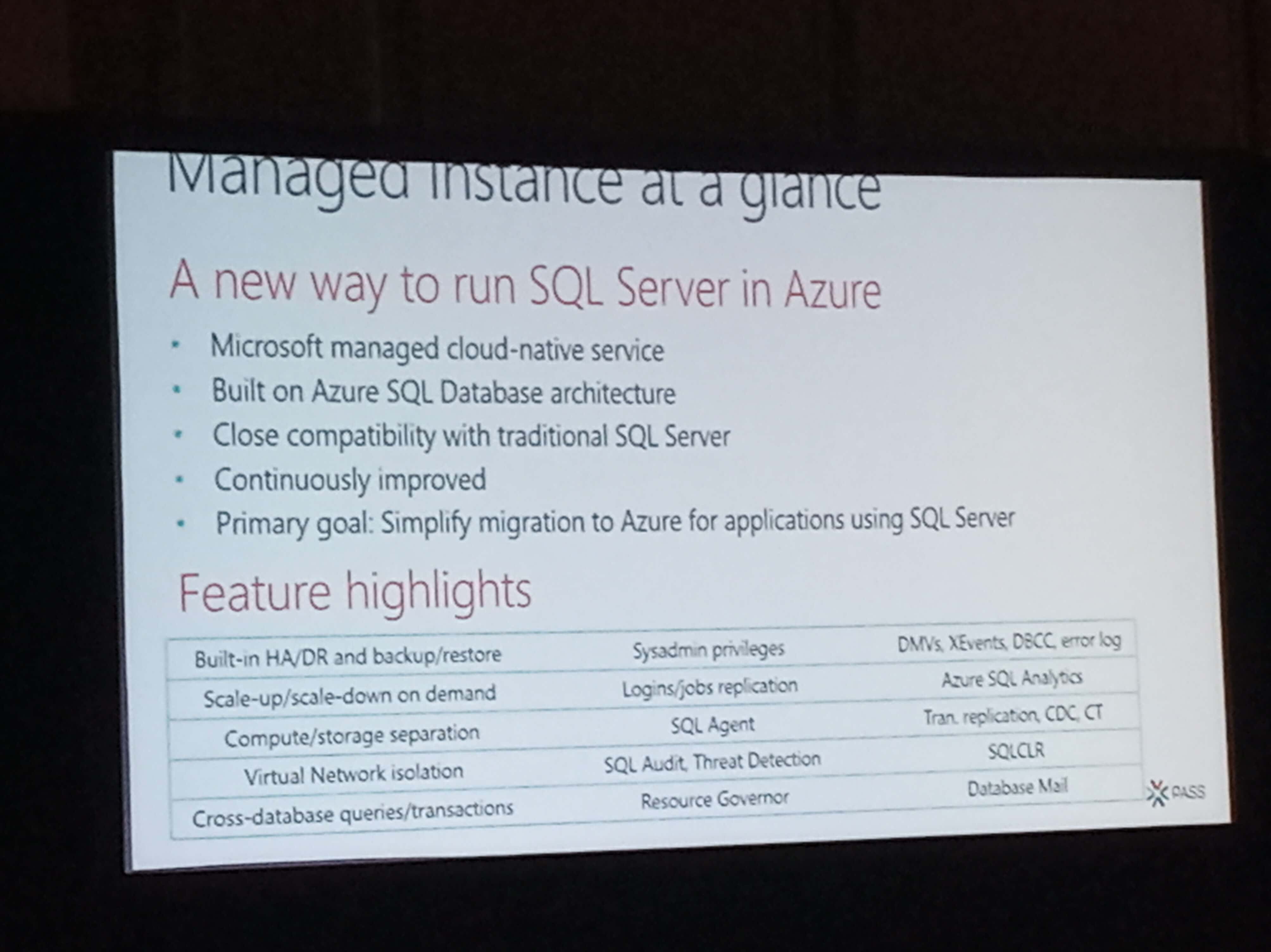 PASS Summit Managed Instances