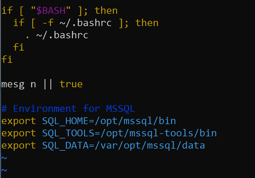 Environment variables navigate Linux for SQL Server