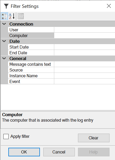 Filter options