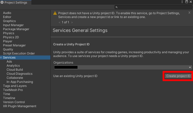 Setting up Unity Services