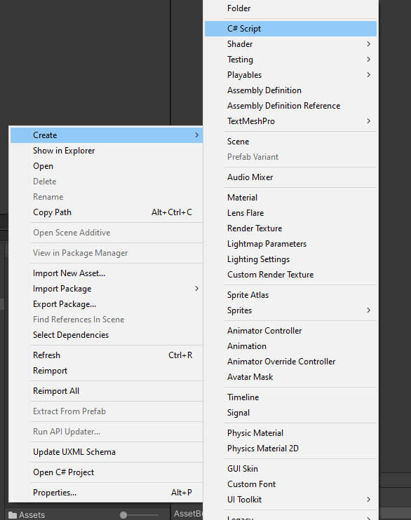 Creating a new C# script
