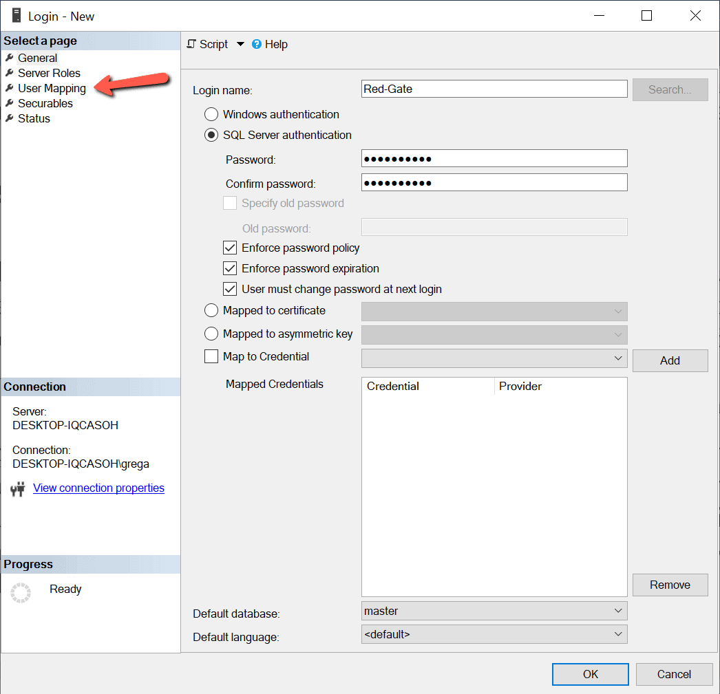 SQL Server authentication methods