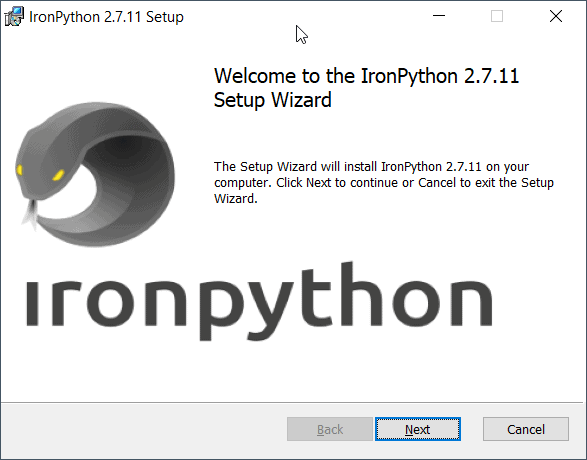 IronPython setup wizard