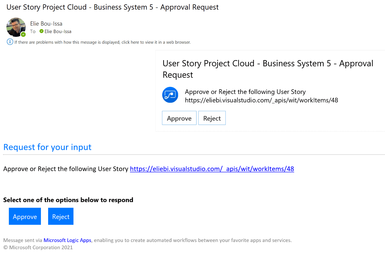 Approval email from automating Azure DevOps with Logic Apps