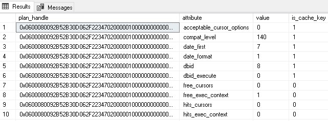 Plan attributes plan cache mining