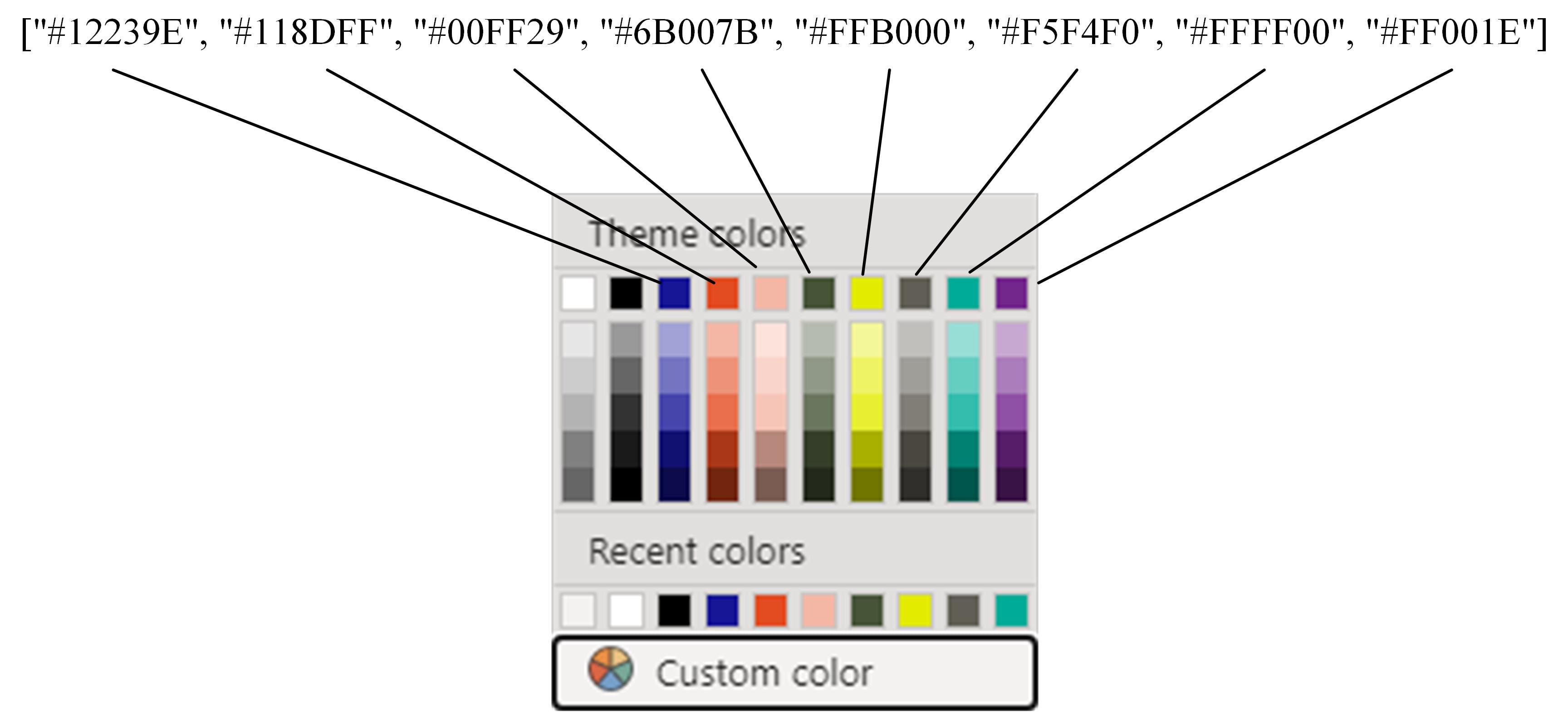 Image showing the custom created theme colors
