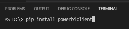 install the Power BI Client from command line