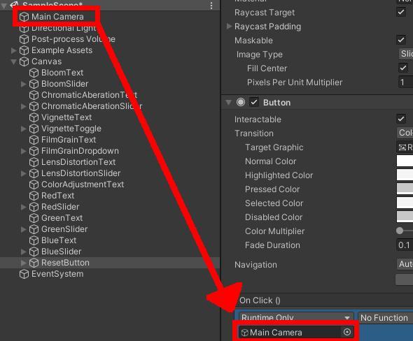 Setting the Main Camera as the object to find the script component from