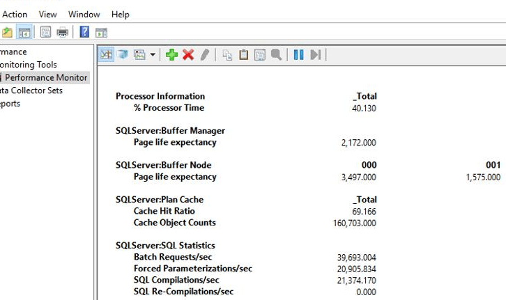 Perfmon counters showing high sql compliations/sec