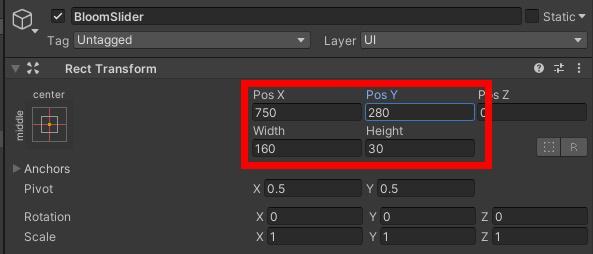 setting Rect Transform values of bloomslider