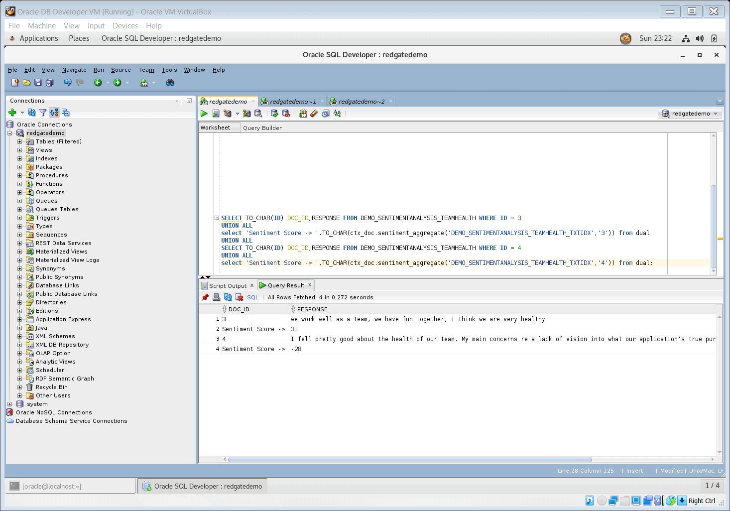 Run sentiment analysis on Rows 3 and 4