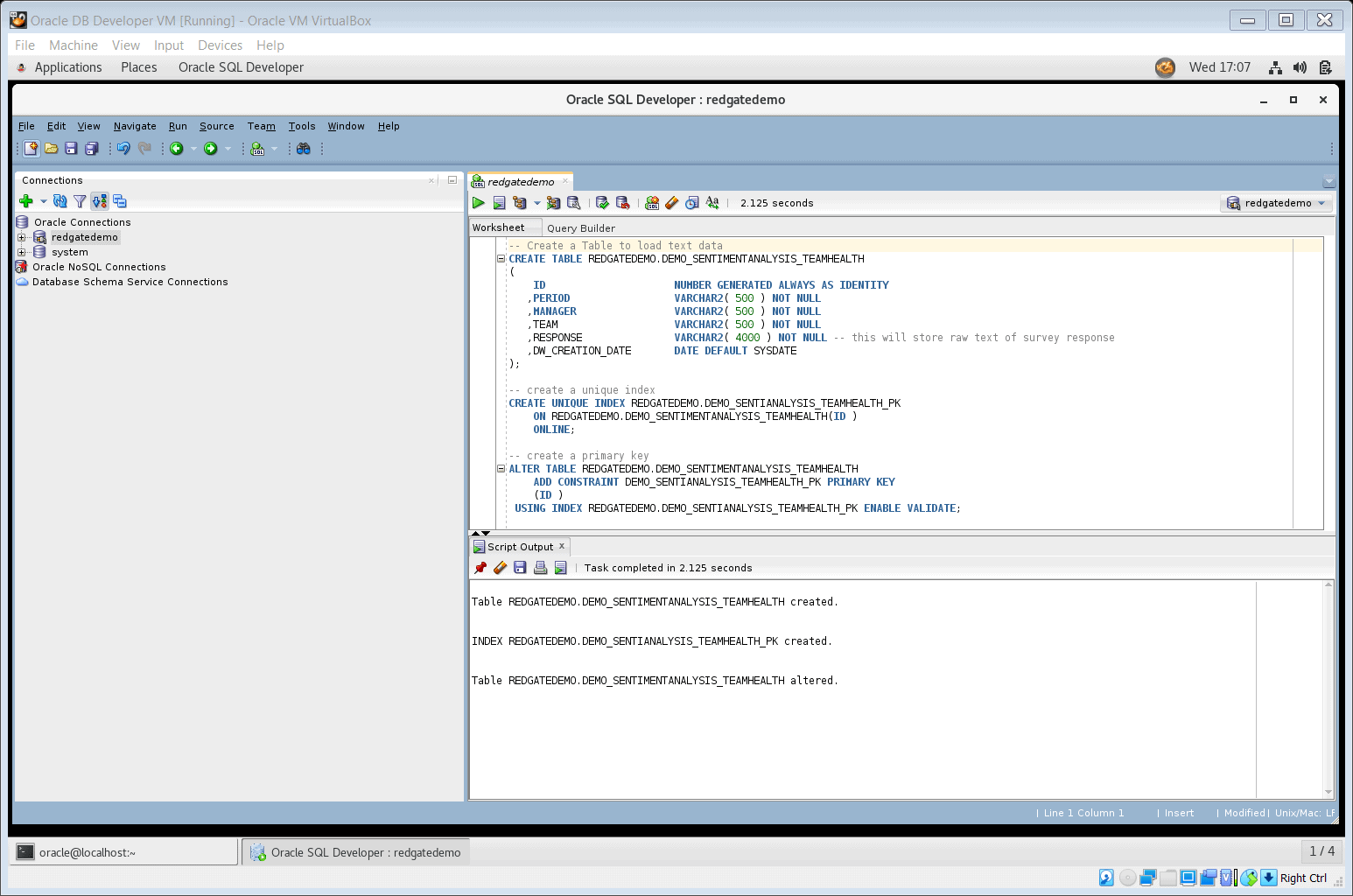 Image showing create table statement