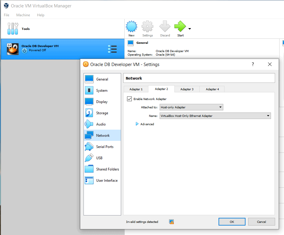 Image showing change to network adapter