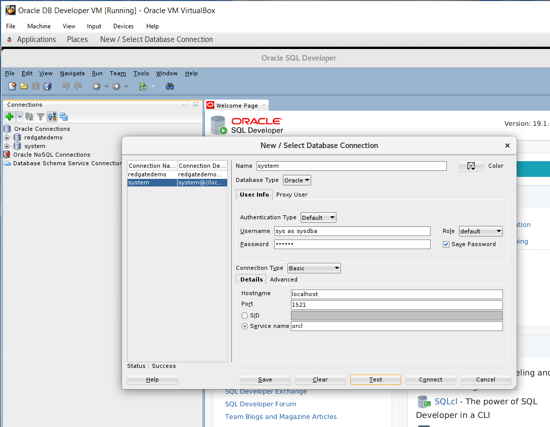 Image showing how to connect to Oracle database