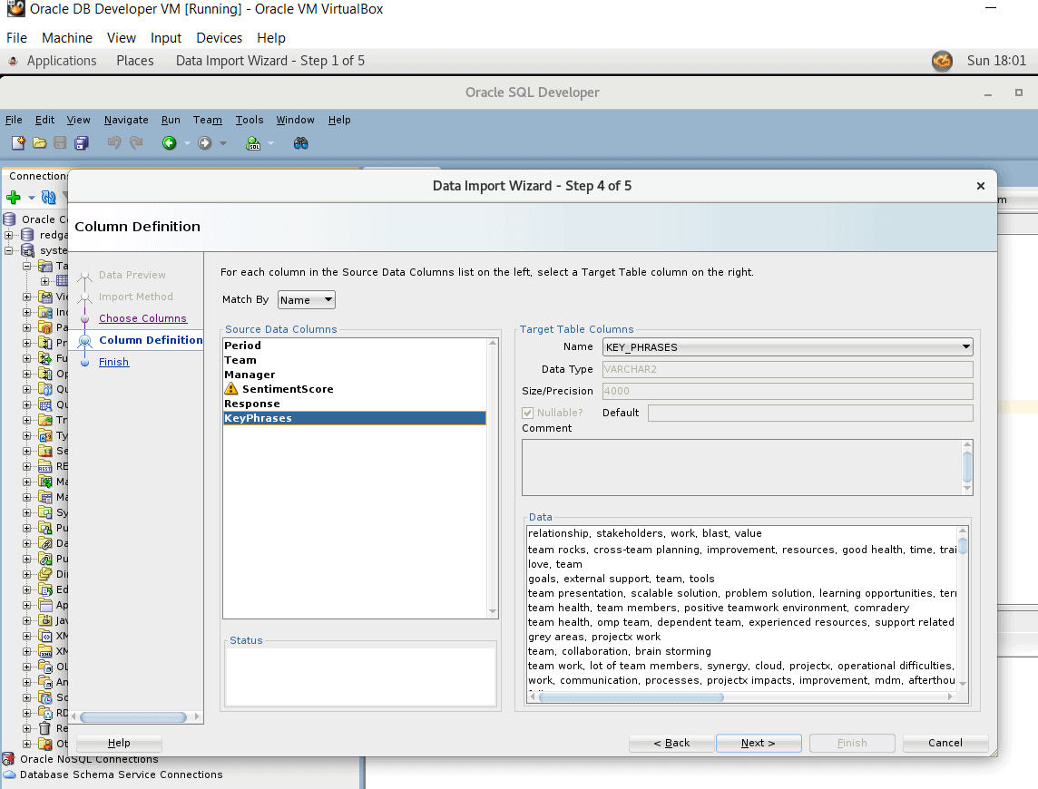 Image showing how to link csv columns to table