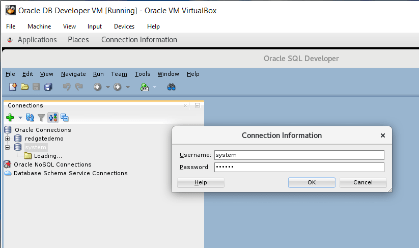 Image showing connection to Oracle database