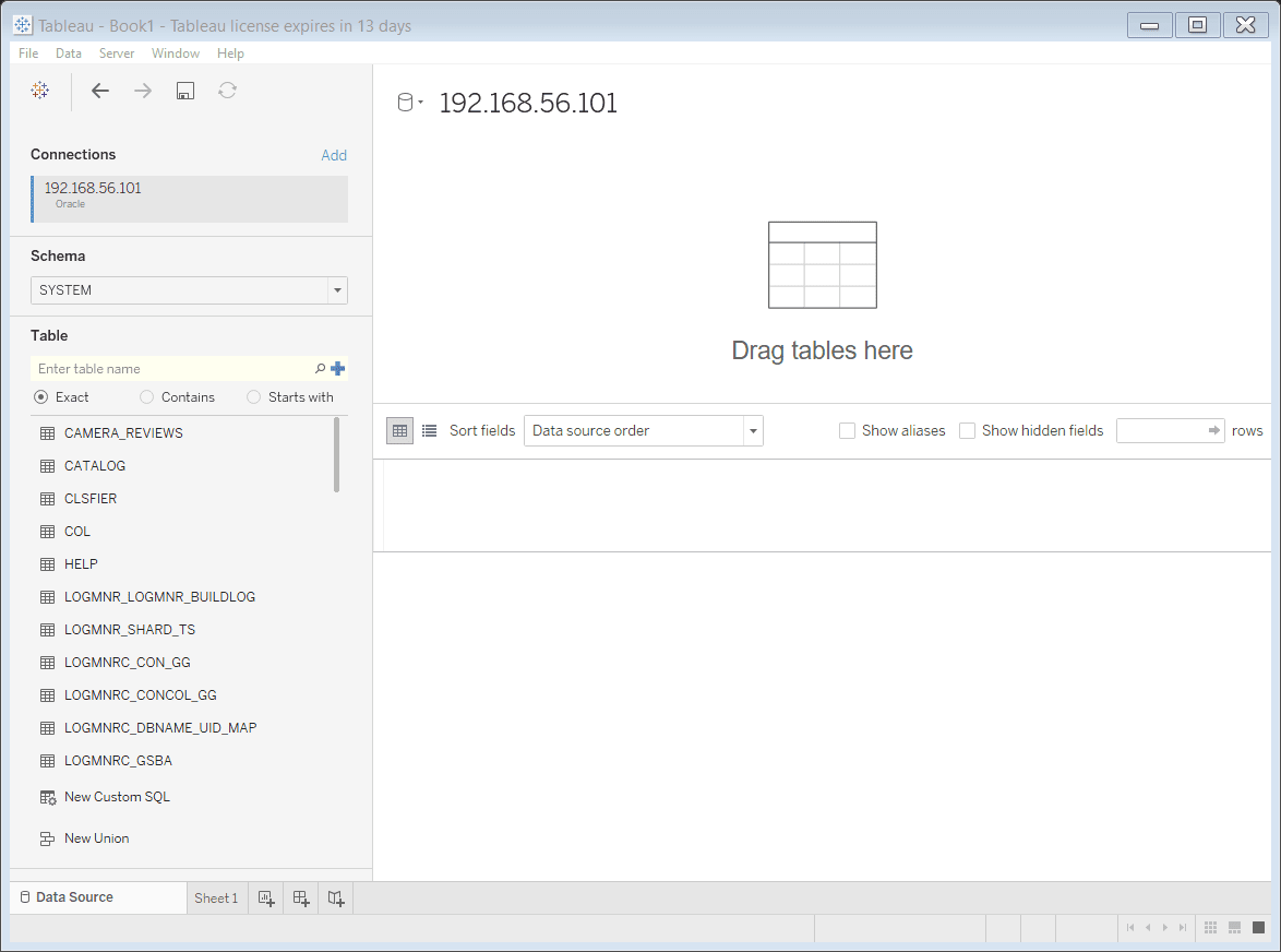 Tableau drag tables