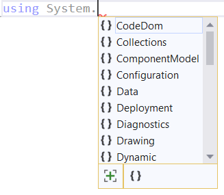 An image showing a Using statement in C# and all the options