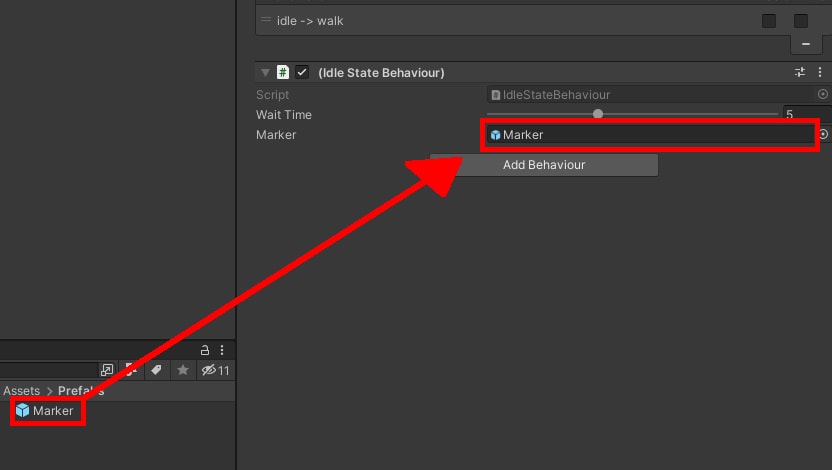 Image showing how to drag the Marker to the Walk state