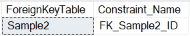 An image showing the result of Listing 5 ForeignKeyTable Constraint_name Sample2 FK_Sample2_ID