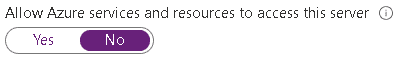 An image showing the "allow Azure services and resources to access this server" setting.