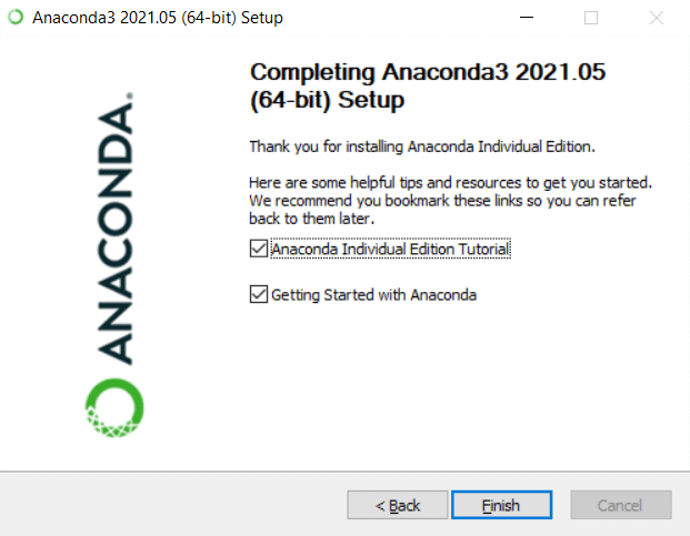 An images showing the Complete screen of the Anaconda installation wizard