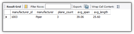 Image with results of stored procedure call. Only one row is returned 