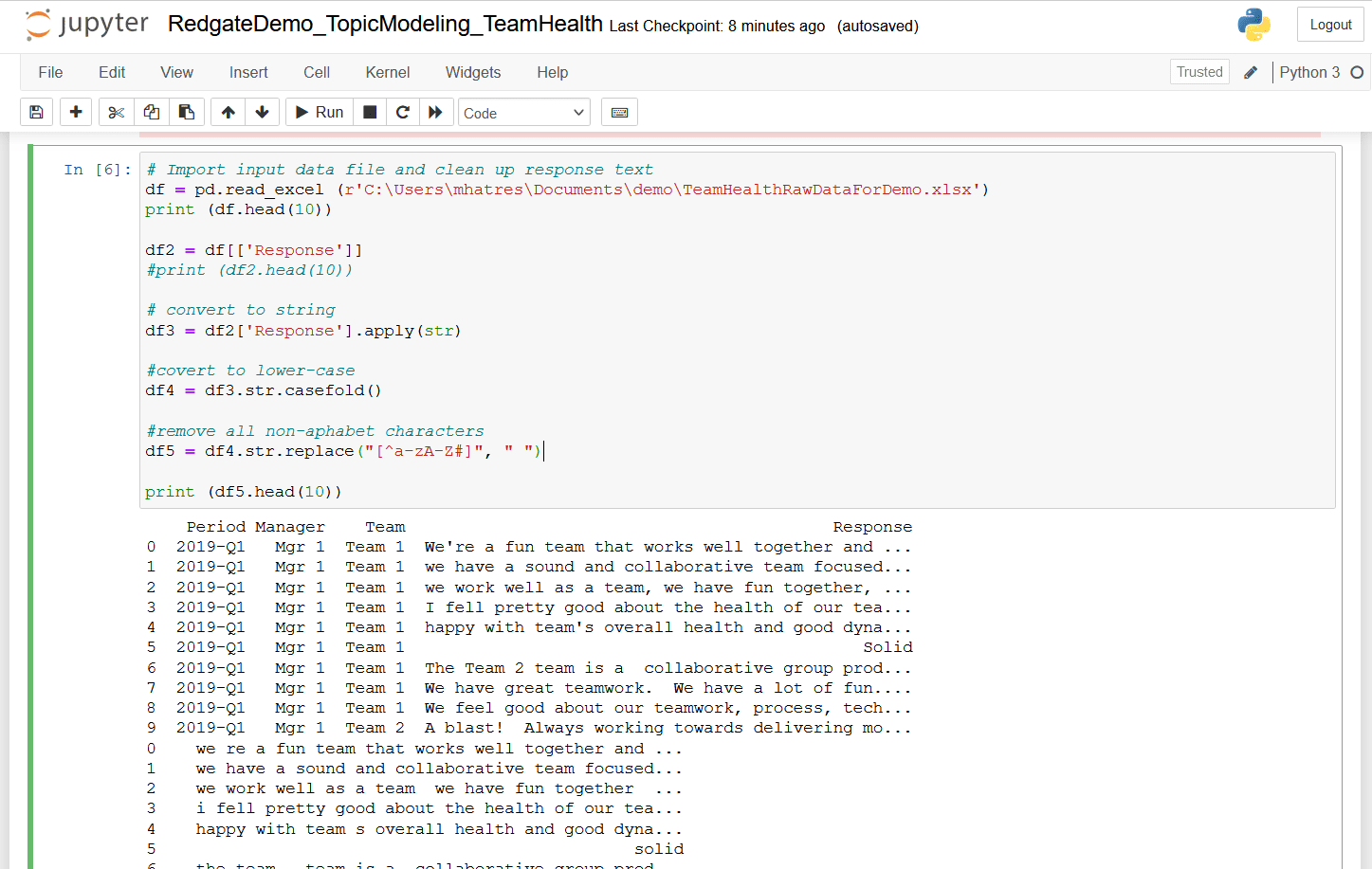 An image showing how to load and clean the dataset