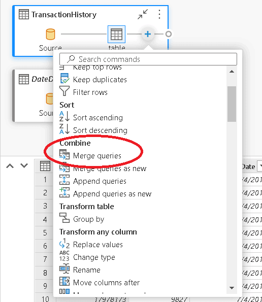 An image showing the right-click menu and Merge queries is selected