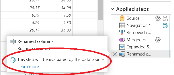 An image showing This step will be evaluated by the data source