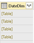The DateDim table with expand icon
